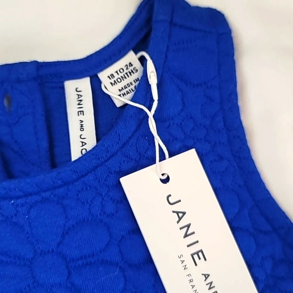 *NWT* Janie and Jack Royal blue floral pattern Romper w/Pink, red & blue band